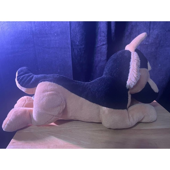 Black and Tan German Shepherd Plush Puppy Dog Laying Down 18" Long - Picture 3 of 6